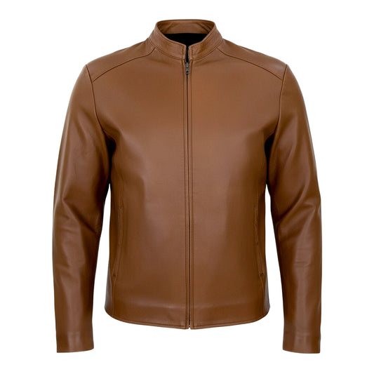 Chamarra de Piel de Borrego para Caballero Cuello Mao Cinnamon
