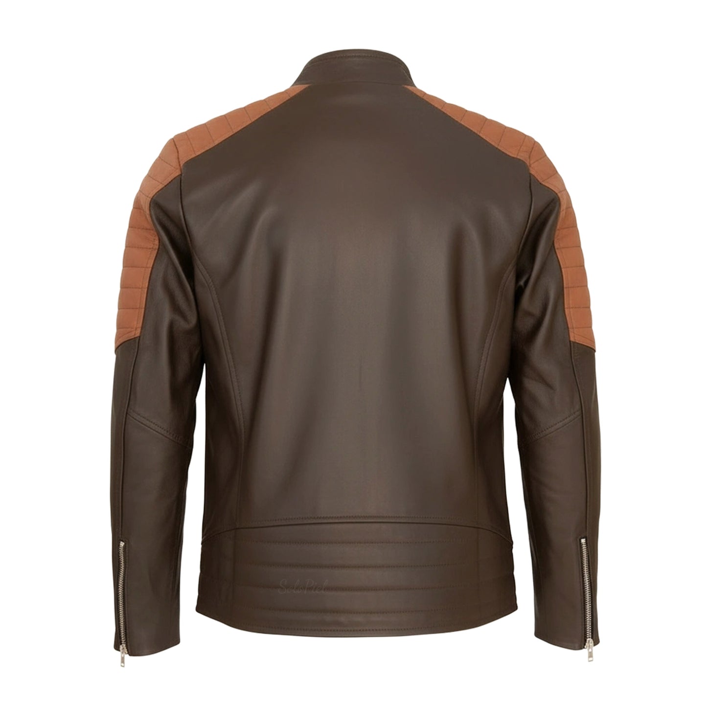 Chamarra de Piel de Borrego Para Caballero Combinada Miel con Negro Amarillo Drako
