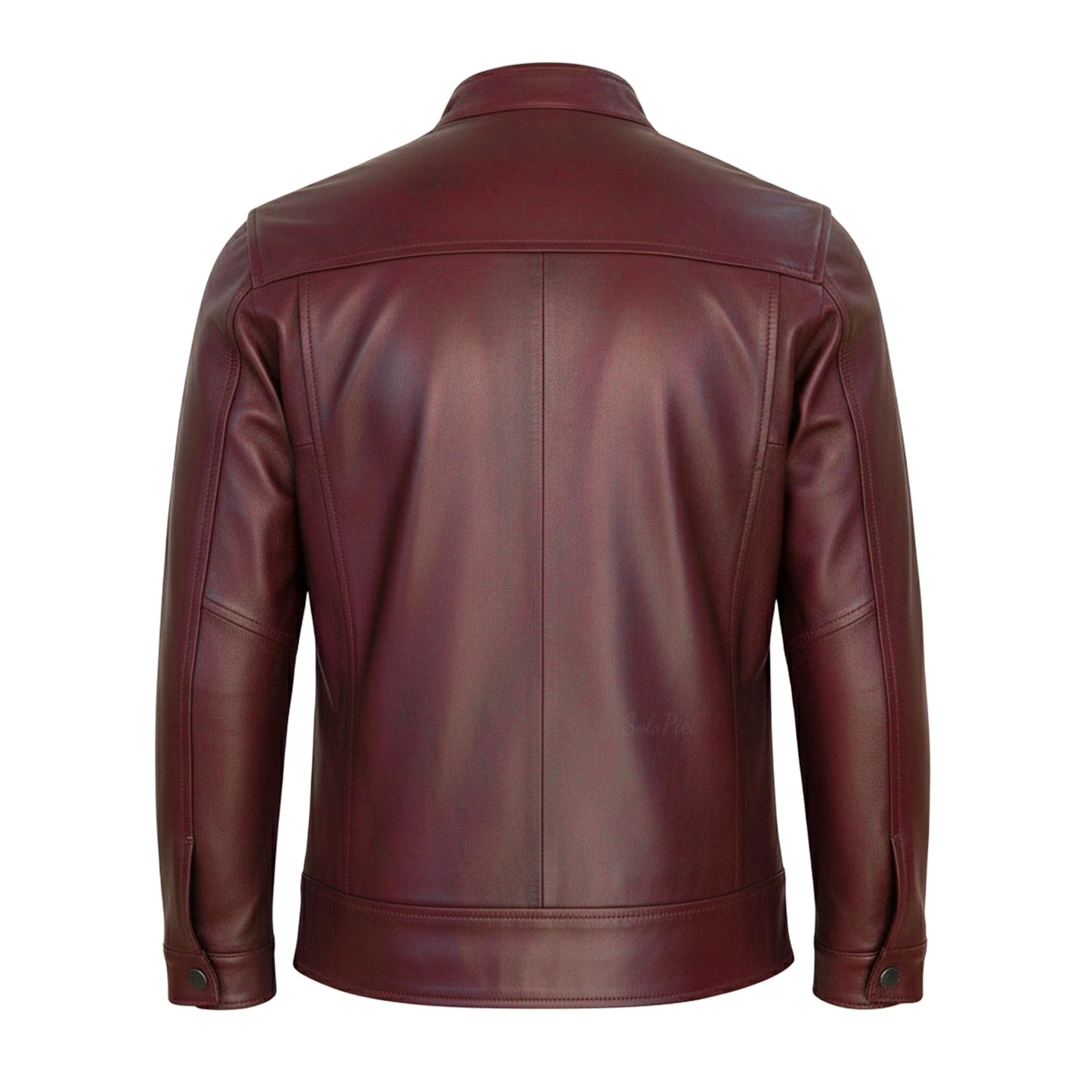 Chamarra de Piel de Borrego para Caballero Cuello Mao Slim Verde Rojo Edgar