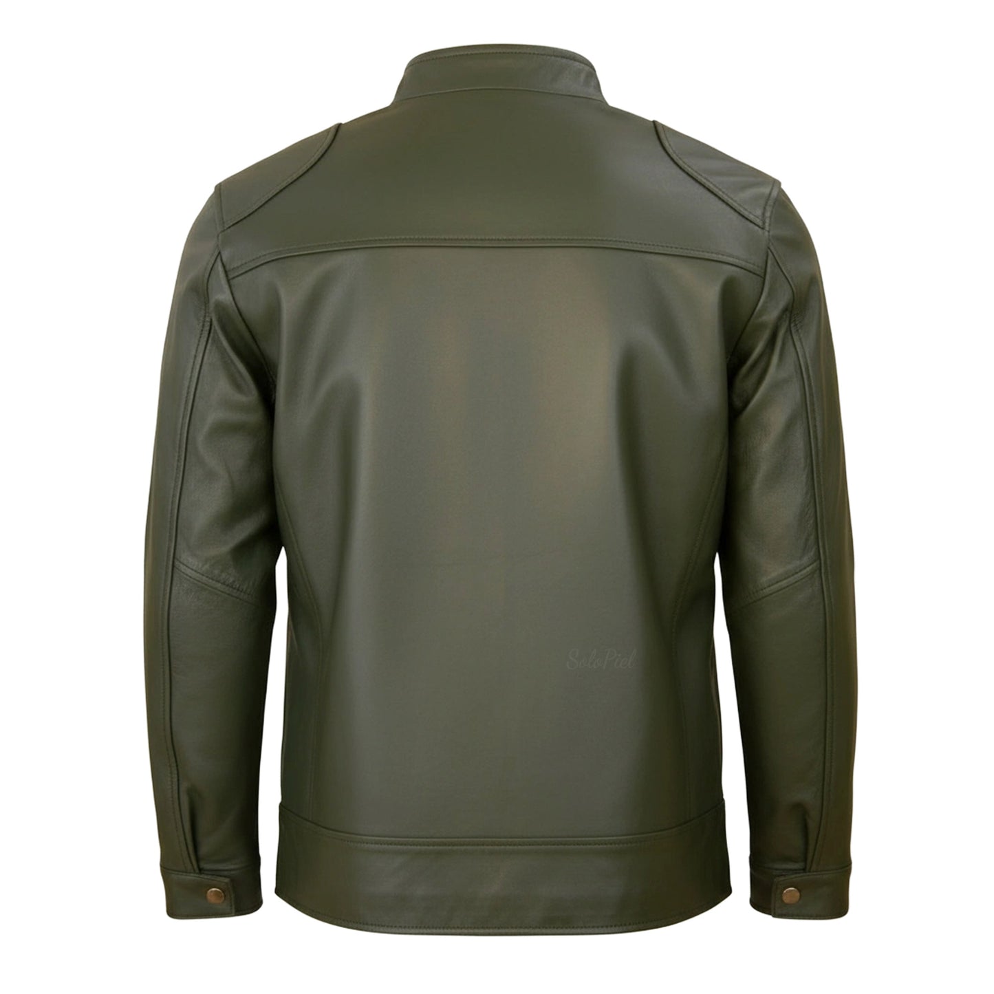 Chamarra de Piel de Borrego para Caballero Cuello Mao Slim Verde Rojo Edgar