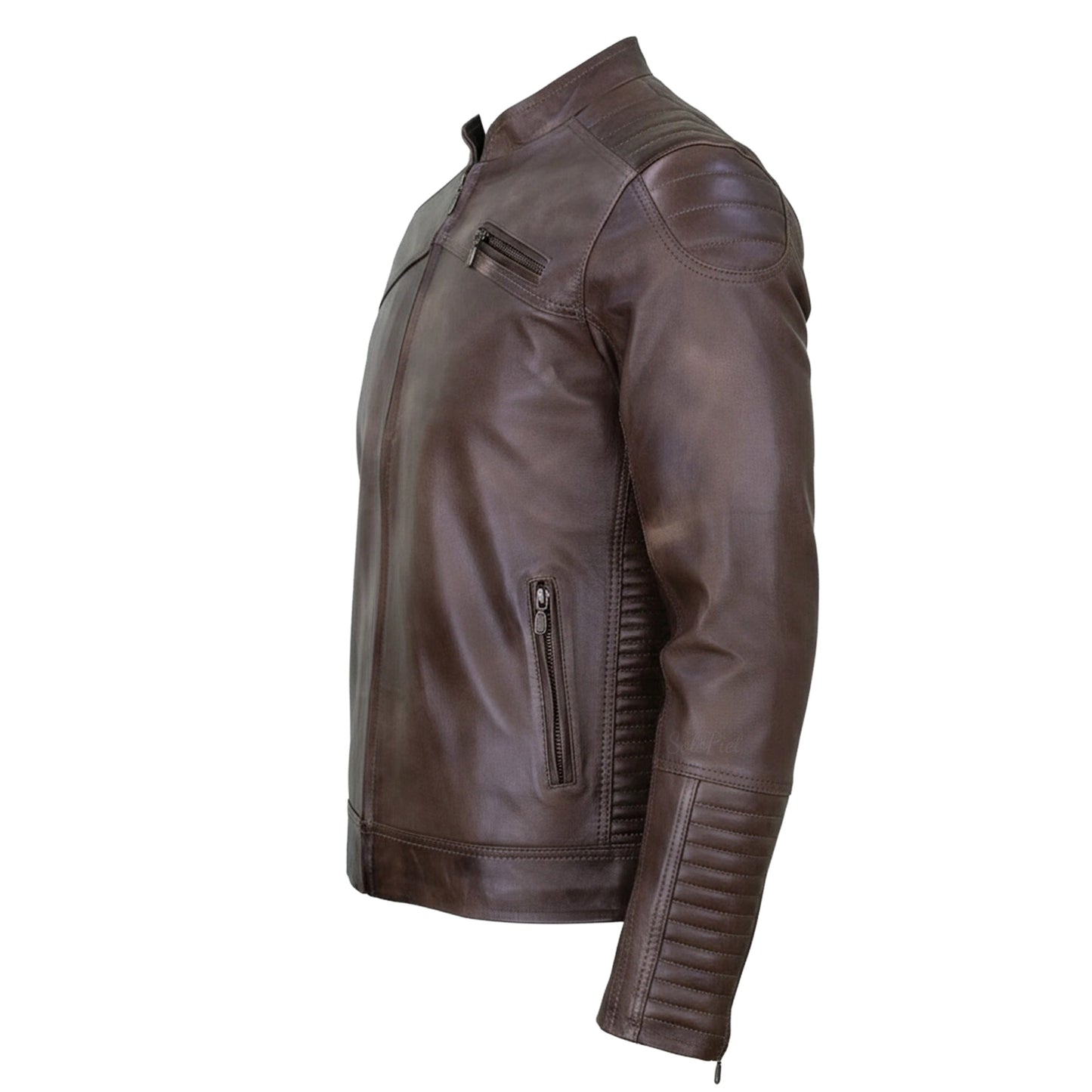 Chamarra de Piel de Borrego para Caballero Cuello Mao Slim Fit Eliut