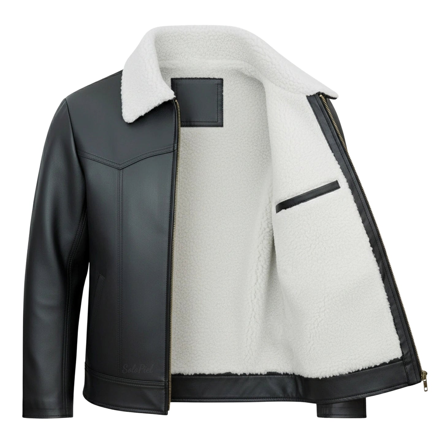 Chamarra de Piel Para Caballero con Forro de Borrega Mateo