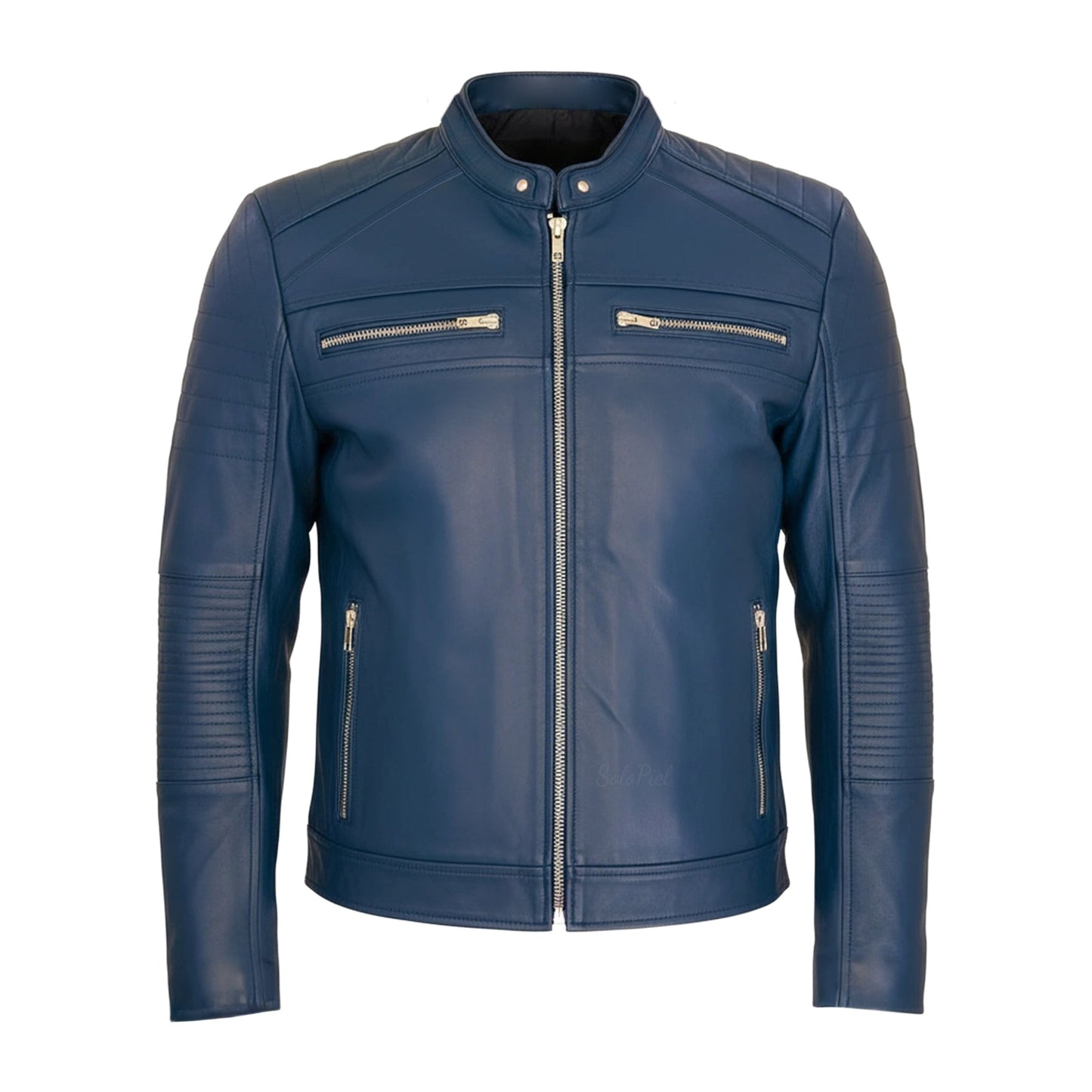 Chamarra de Piel de Borrego Para Caballero con Cuello Mao Slim Fit Ramses