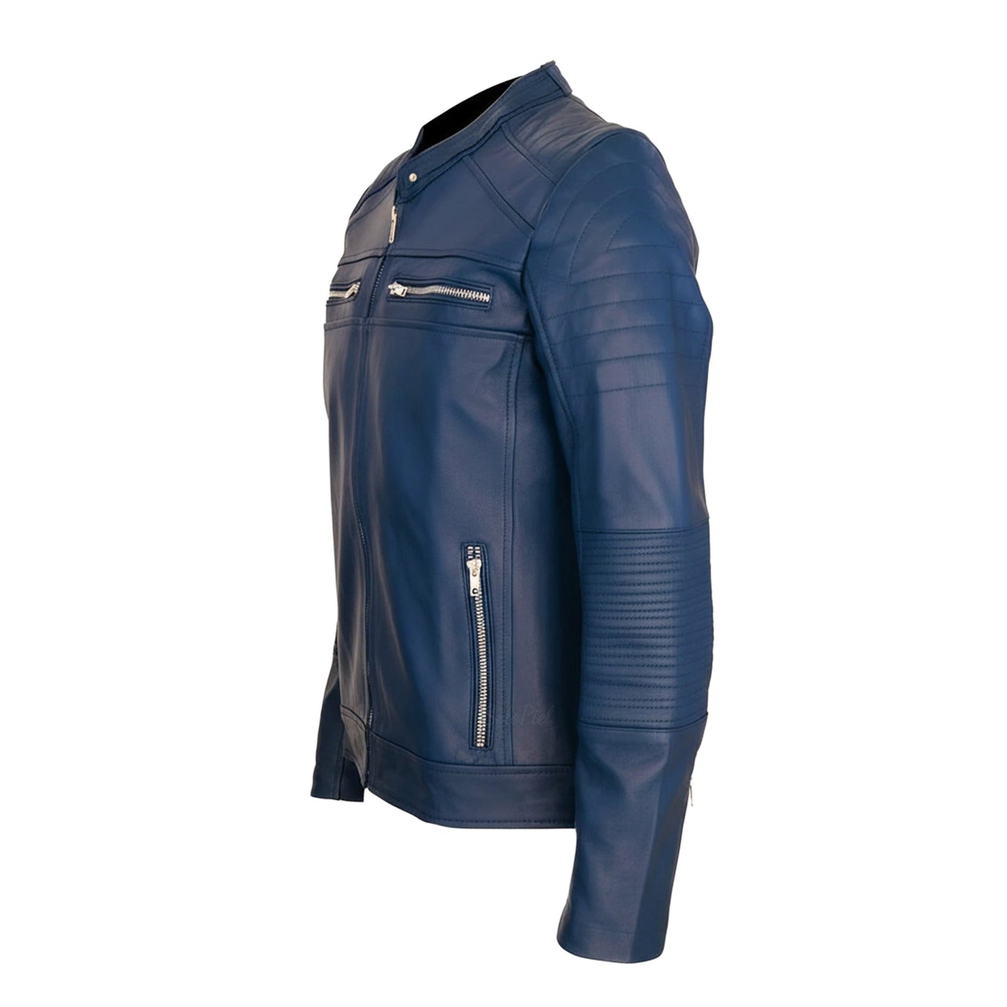 Chamarra de Piel de Borrego Para Caballero con Cuello Mao Slim Fit Ramses