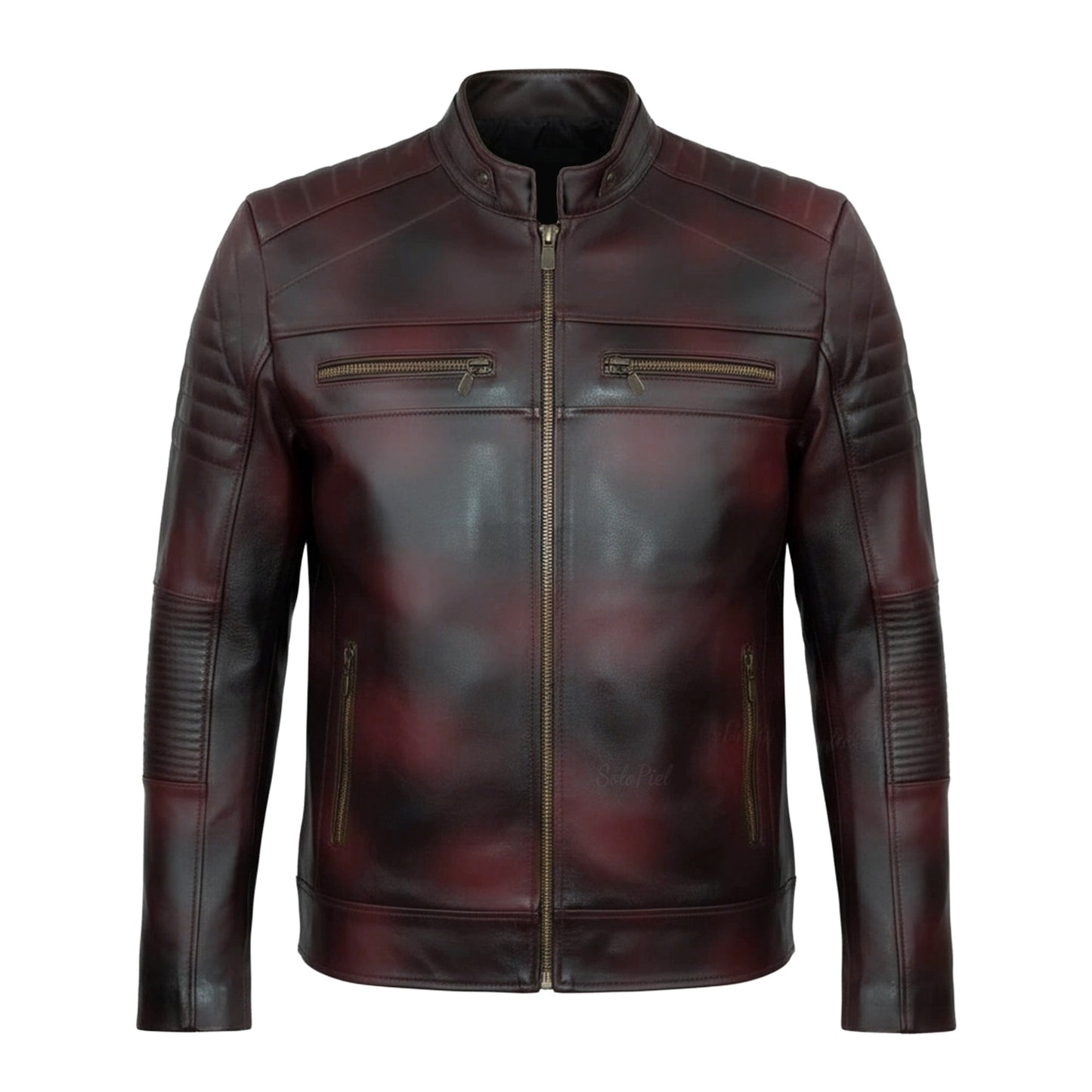 Chamarra de Piel de Borrego Para Caballero con Cuello Mao Slim Fit Ramses