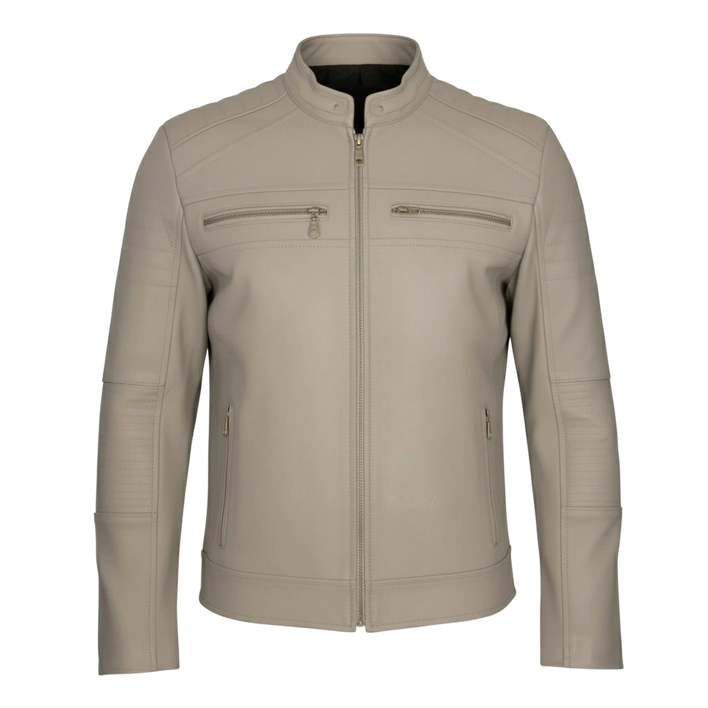 Chamarra de Piel de Borrego Para Caballero con Cuello Mao Slim Fit Ramses