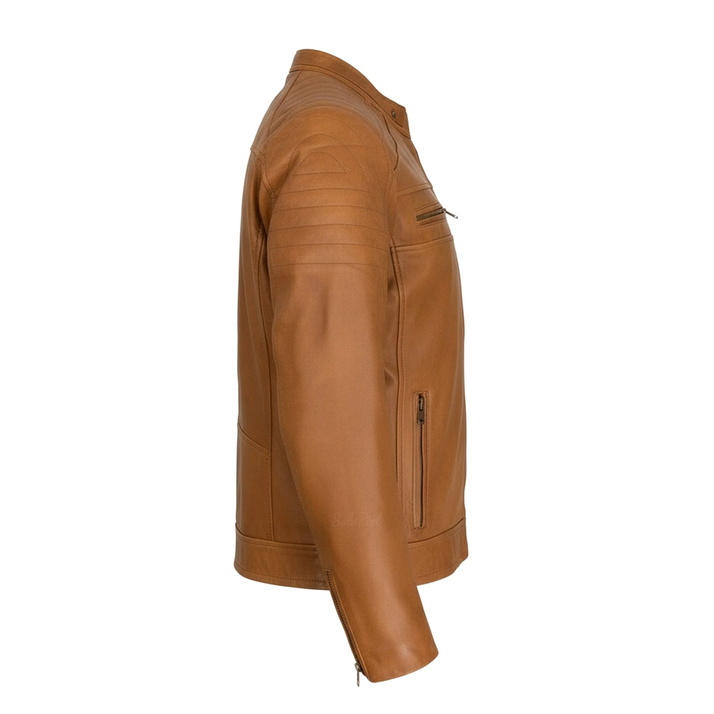Chamarra de Piel de Borrego Para Caballero con Cuello Mao Slim Fit Ramses
