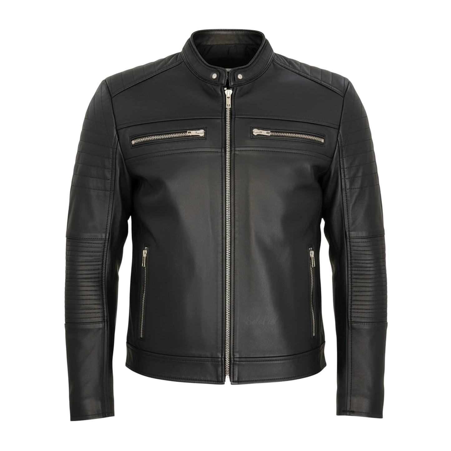 Chamarra de Piel de Borrego Para Caballero con Cuello Mao Slim Fit Ramses