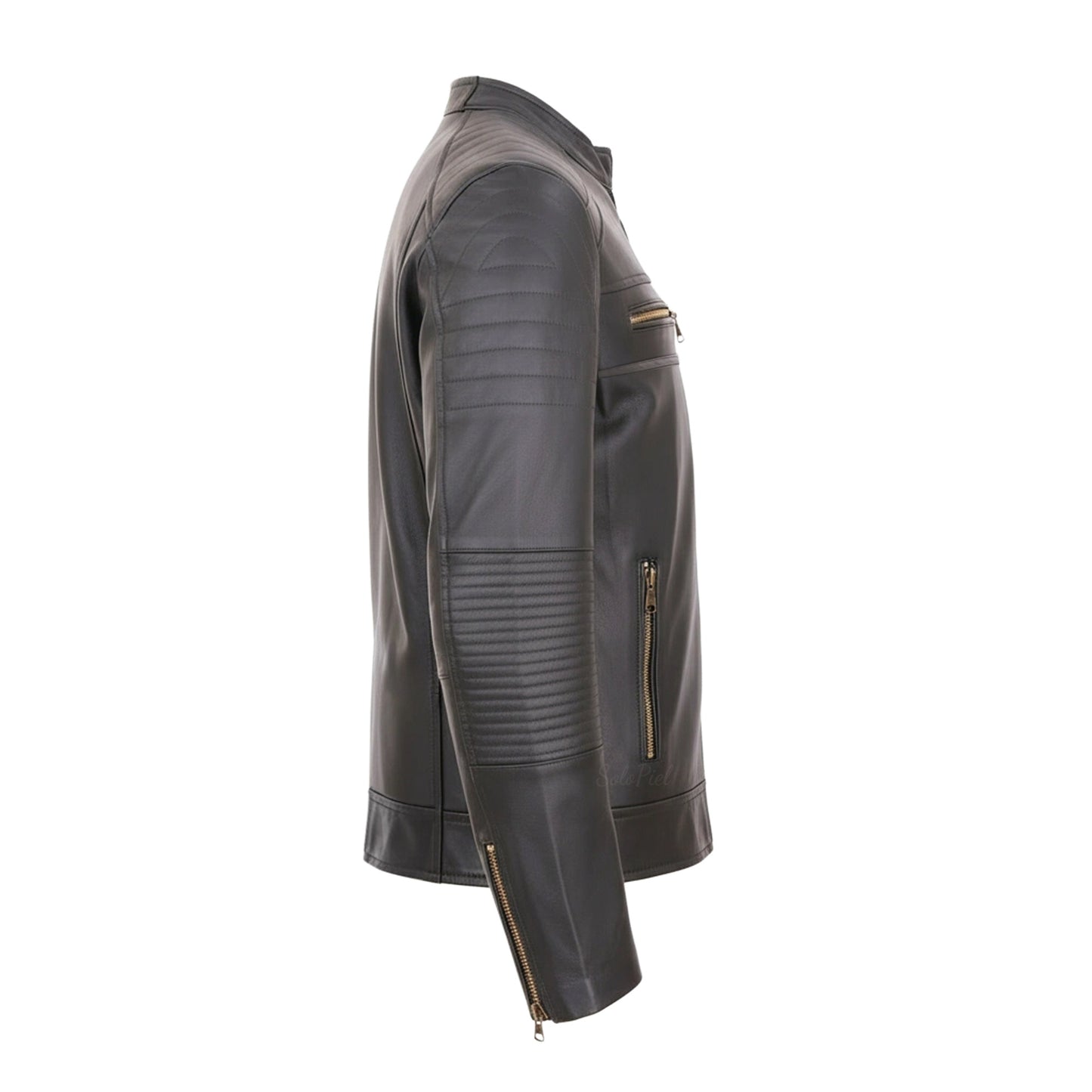 Chamarra de Piel de Borrego Para Caballero con Cuello Mao Slim Fit Ramses