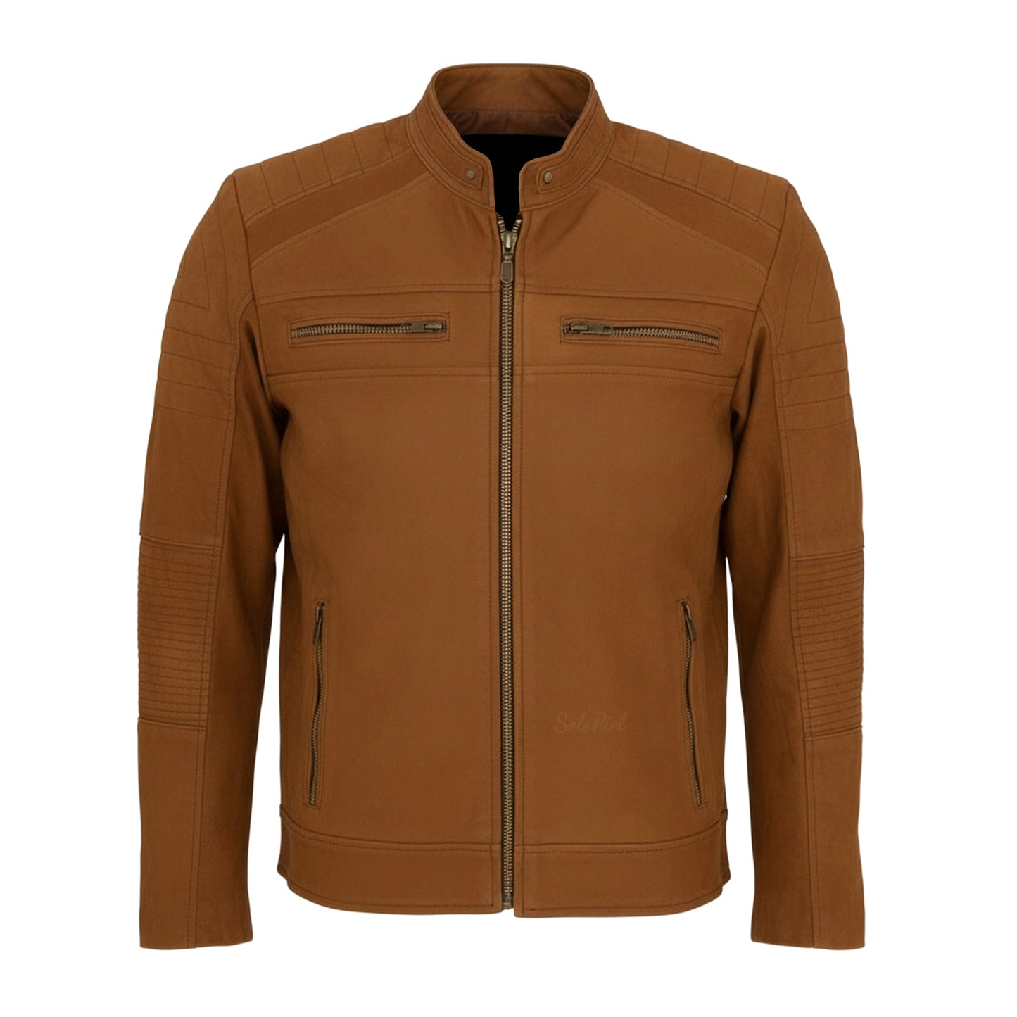 Chamarra de Piel de Borrego Para Caballero con Cuello Mao Slim Fit Ramses
