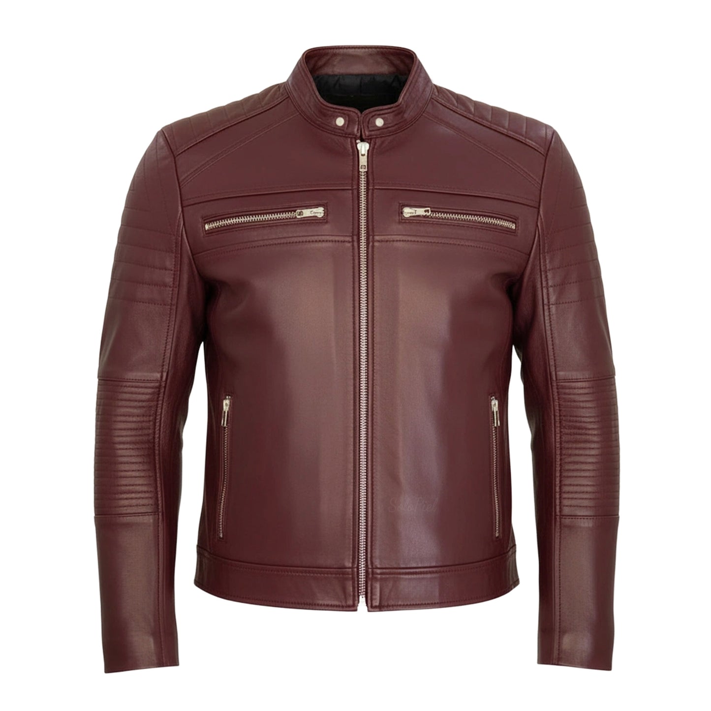 Chamarra de Piel de Borrego Para Caballero con Cuello Mao Slim Fit Ramses