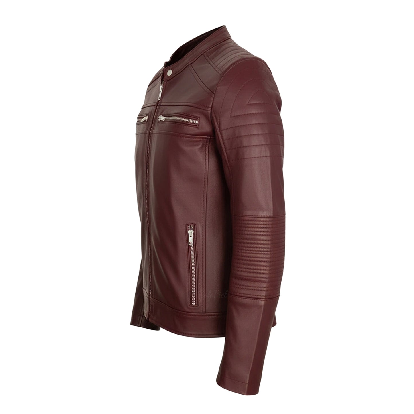 Chamarra de Piel de Borrego Para Caballero con Cuello Mao Slim Fit Ramses