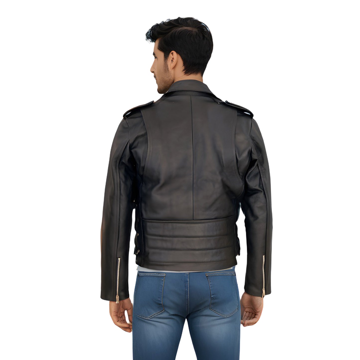 Chamarra de Piel de Res Gruesa para Caballero Estilo Rockera