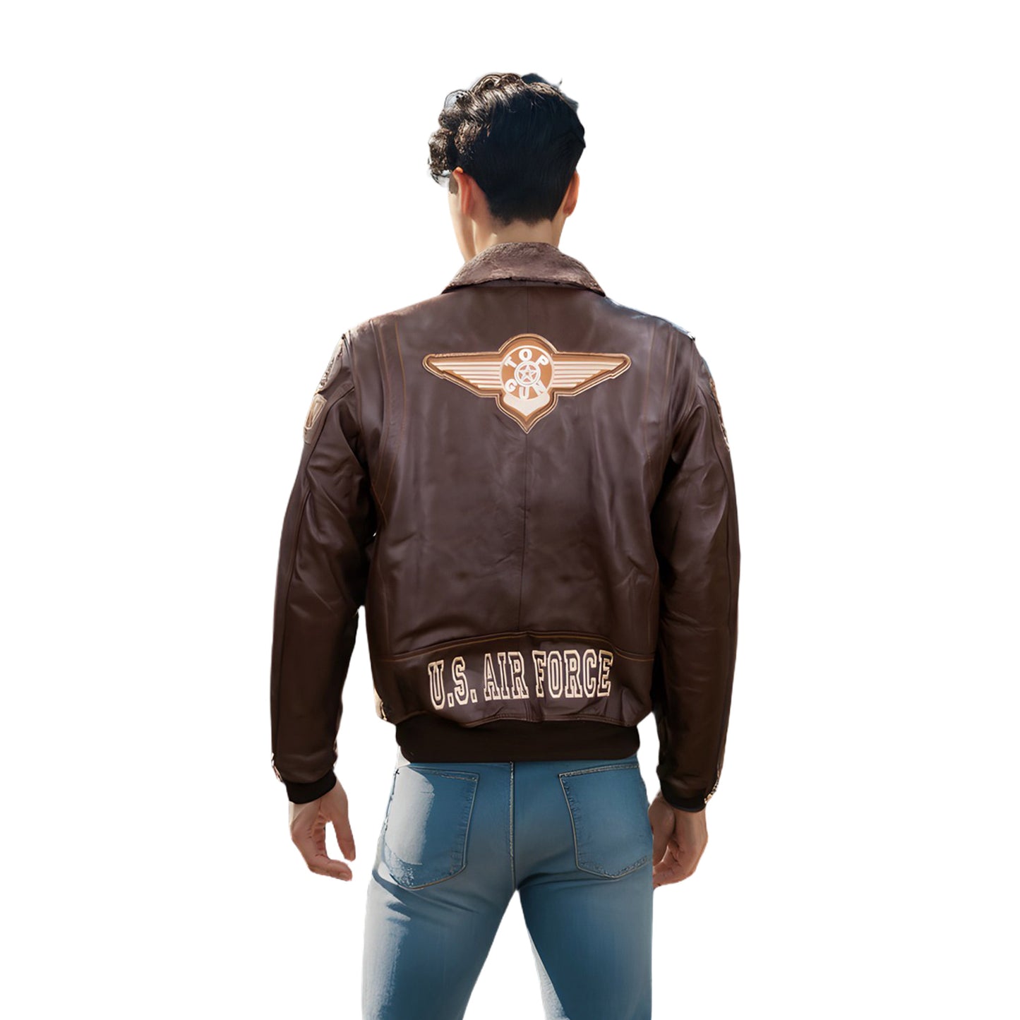 Chamarra de Piel de Borrego para Caballero Cuello Desmontable Piloto TopGun