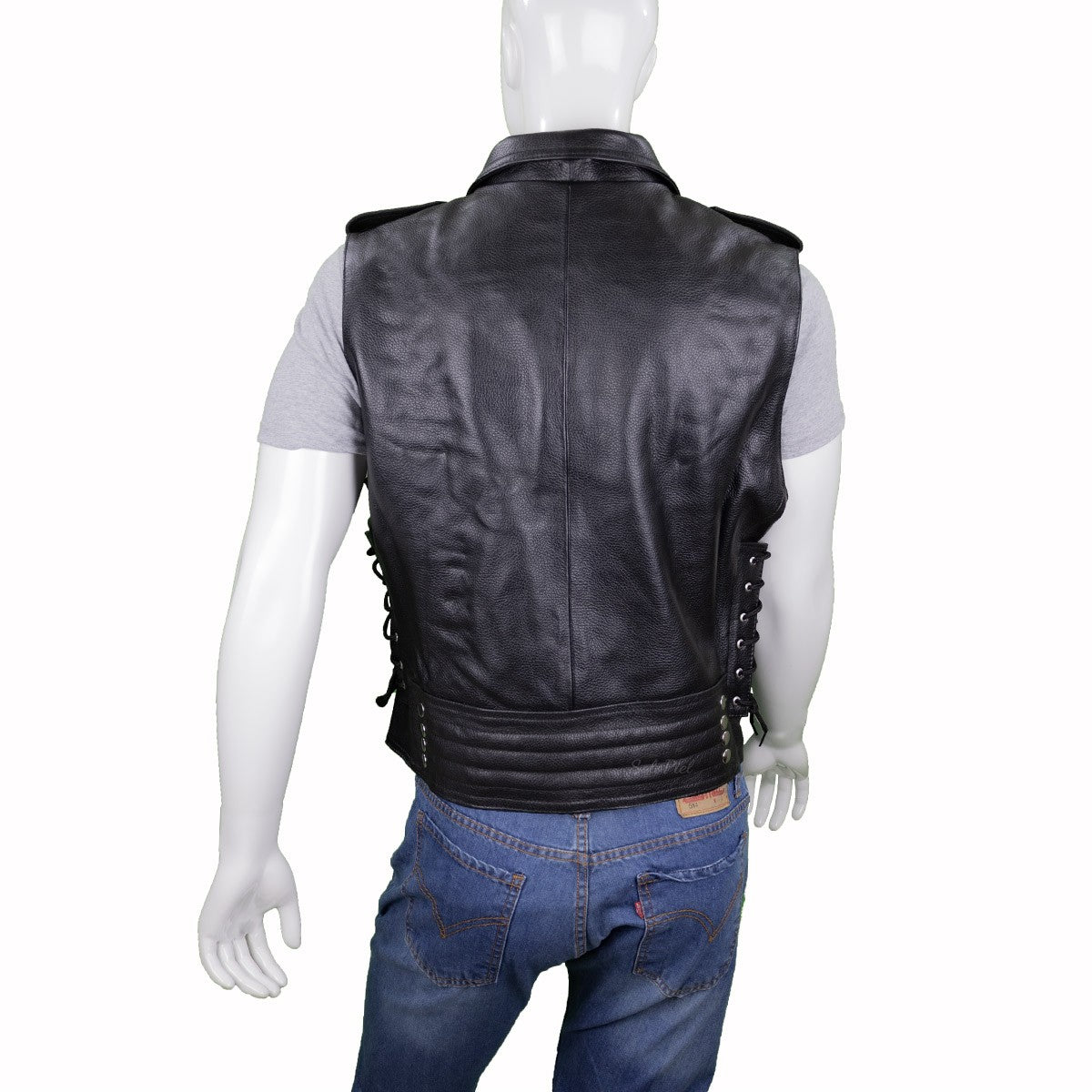 Chaleco de Piel Gruesa para Caballero Estilo Rockero