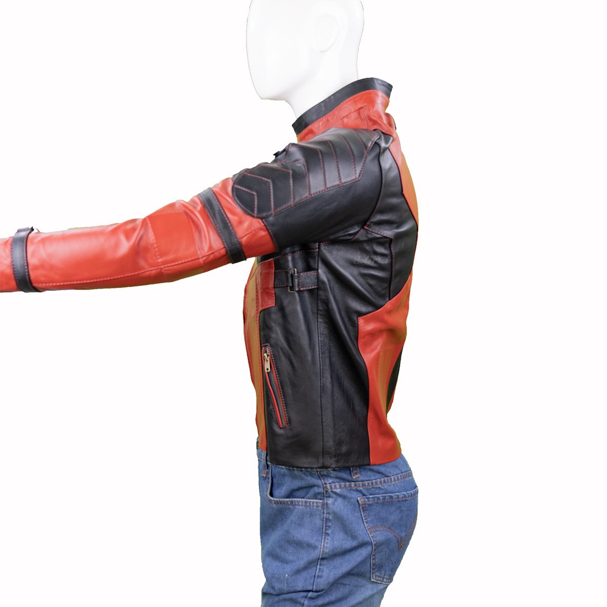 Chamarra de Piel de Borrego para Caballero Estilo Deadpool