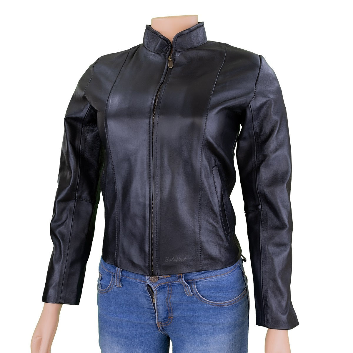 Chamarra de Piel de Borrego para Dama Cuello Mao Slim Liz