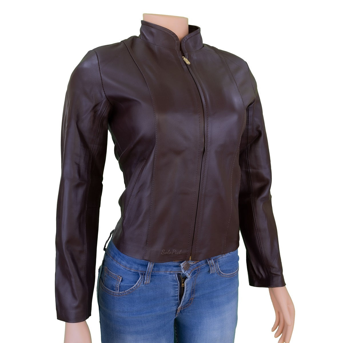 Chamarra de Piel de Borrego para Dama Cuello Mao Slim Liz