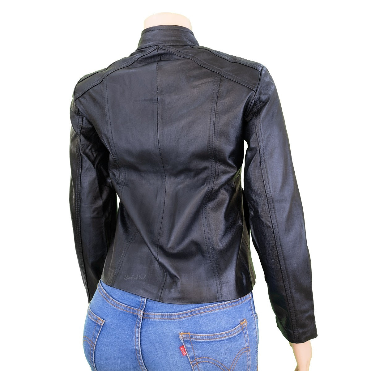 Chamarra de Piel de Borrego para Dama Corta Cuello Mao