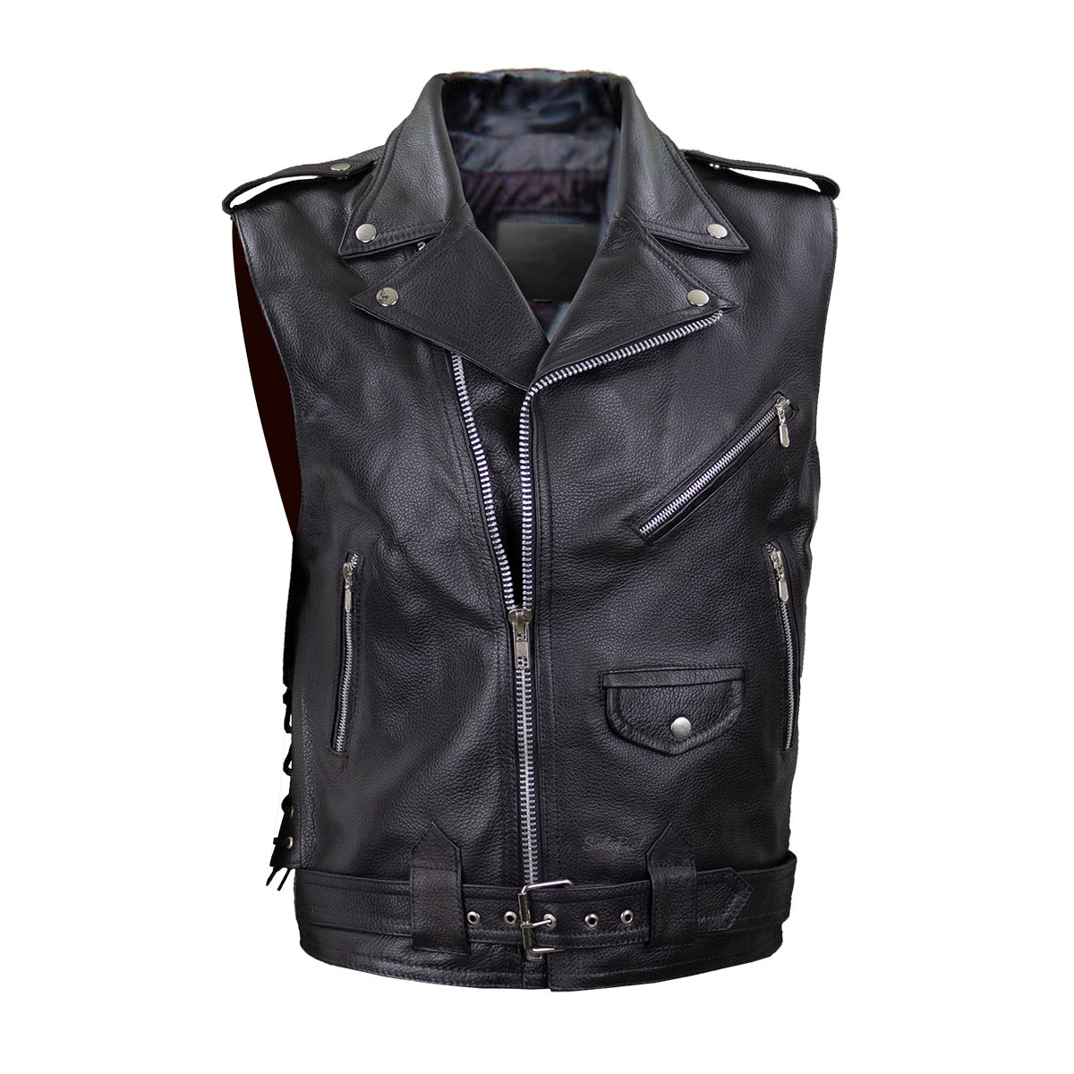 Chaleco de Piel Gruesa para Caballero Estilo Rockero