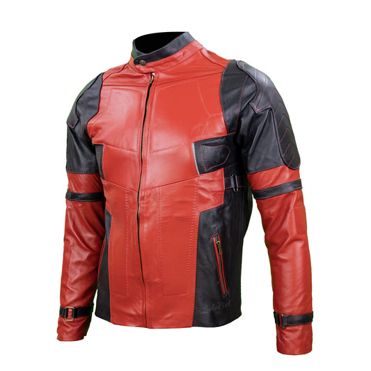 Chamarra de Piel de Borrego para Caballero Estilo Deadpool