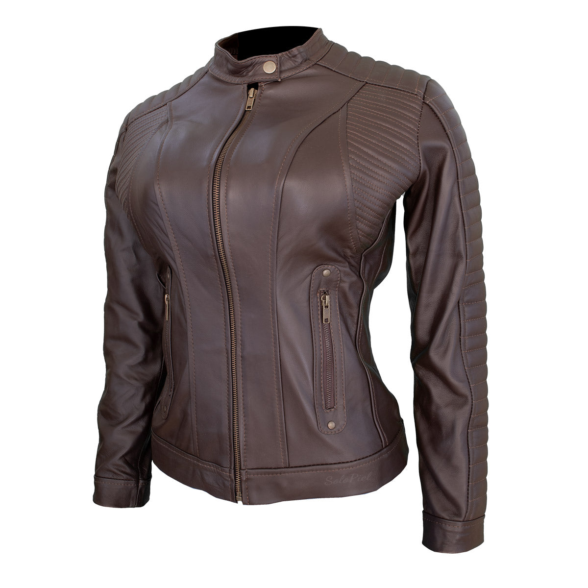 Chamarra  de Piel de Borrego Acabado Drapeado para Dama Frida Slim