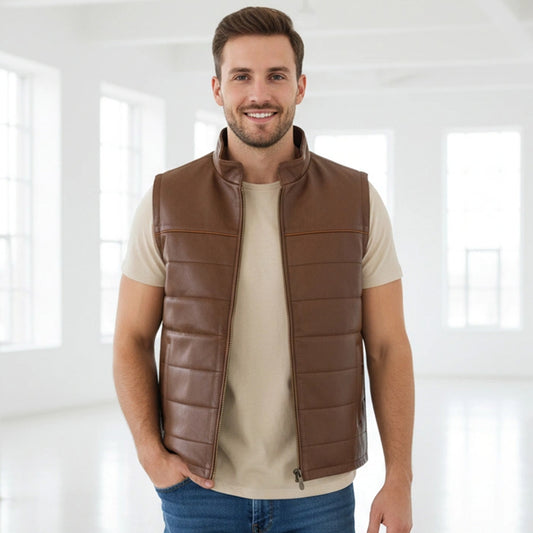 Chaleco de Piel de Borrego Crackelada para Caballero Roman