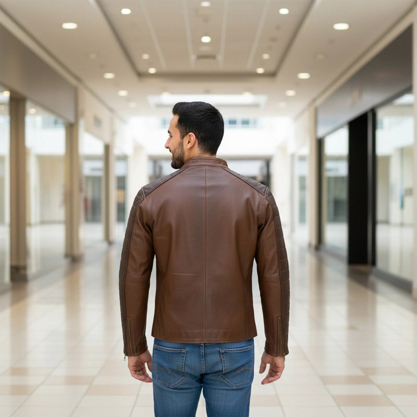 Chamarra de Piel Veteada para Caballero Combinada Abraham