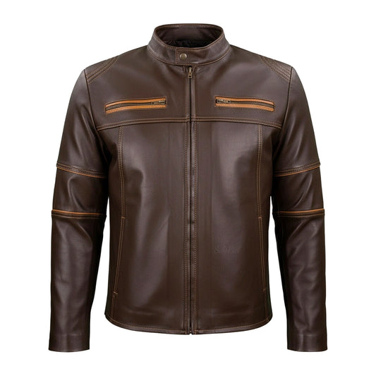 Chamarra de Piel de Borrego para Caballero Cuello Mao Combinada Alex