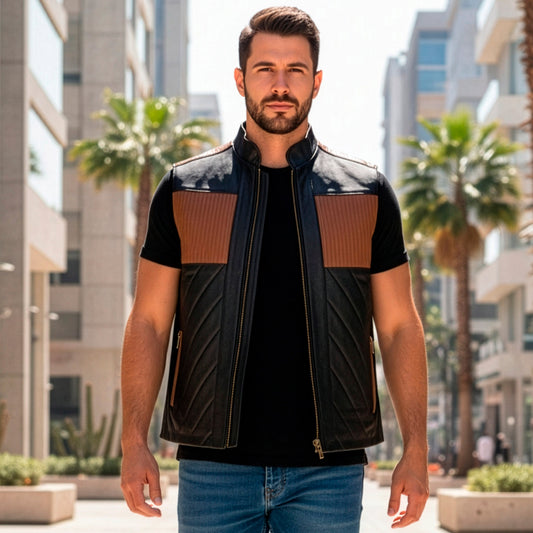 Chaleco de Piel de Borrego Combinado para Caballero Jhony