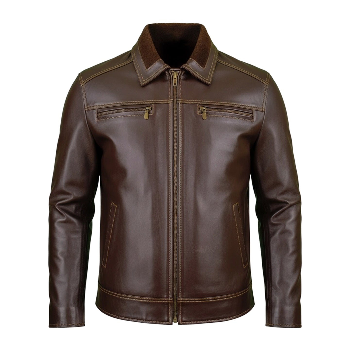 Chamarra de Piel Para Caballero con Forro de Borrega César