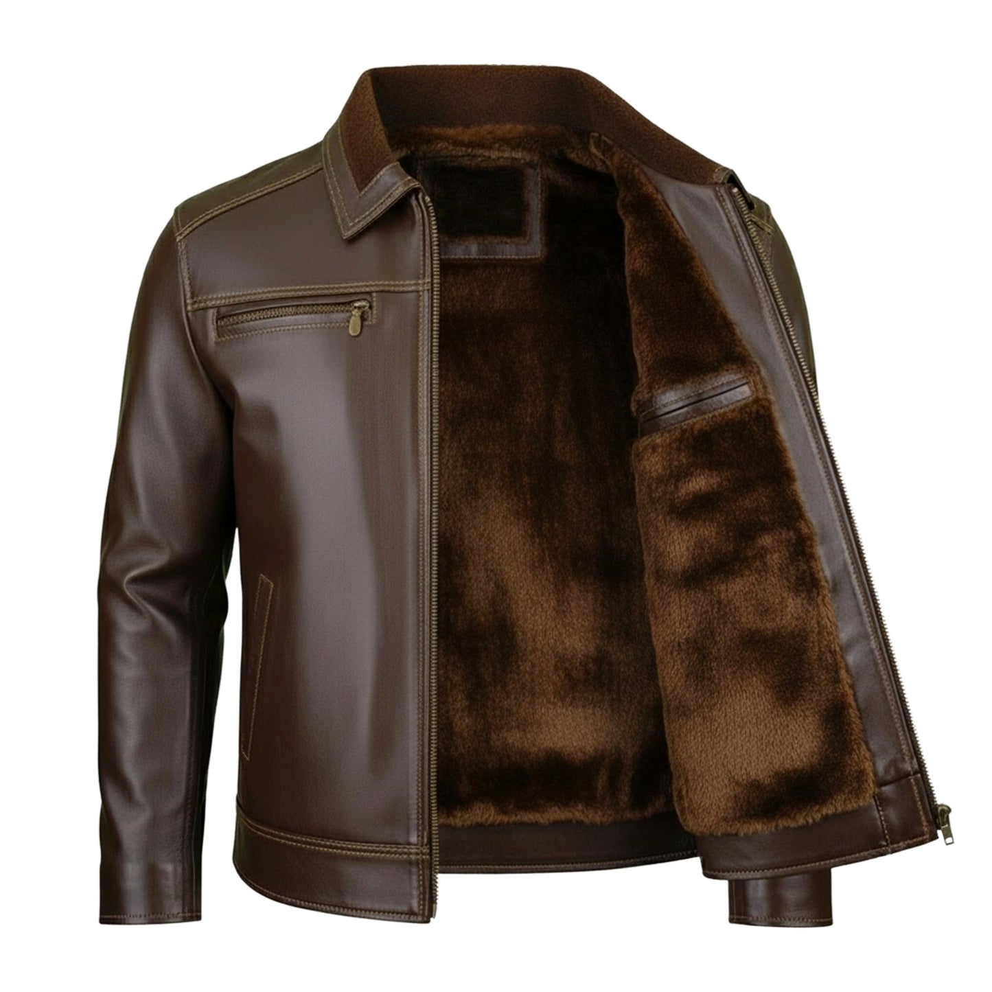 Chamarra de Piel Para Caballero con Forro de Borrega César