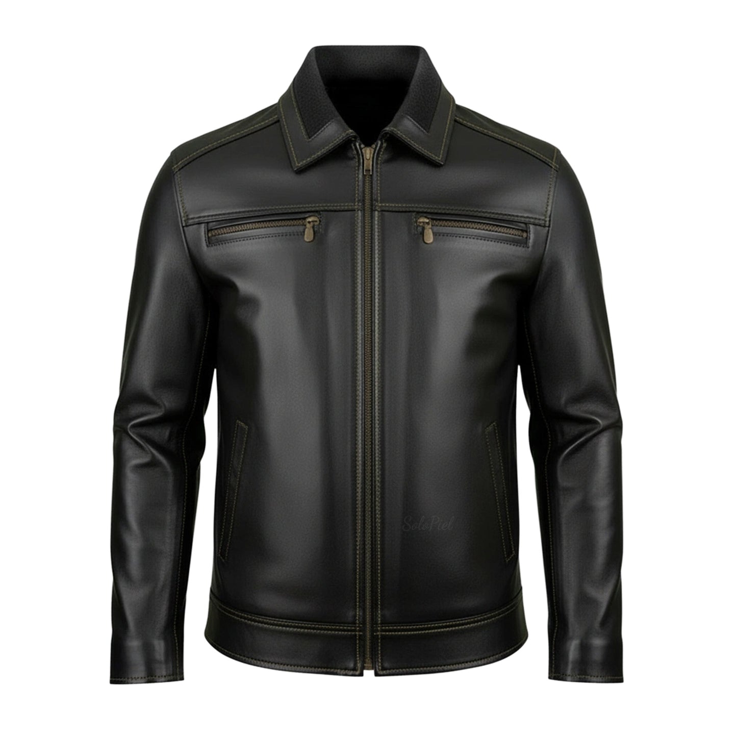 Chamarra de Piel Para Caballero con Forro de Borrega César