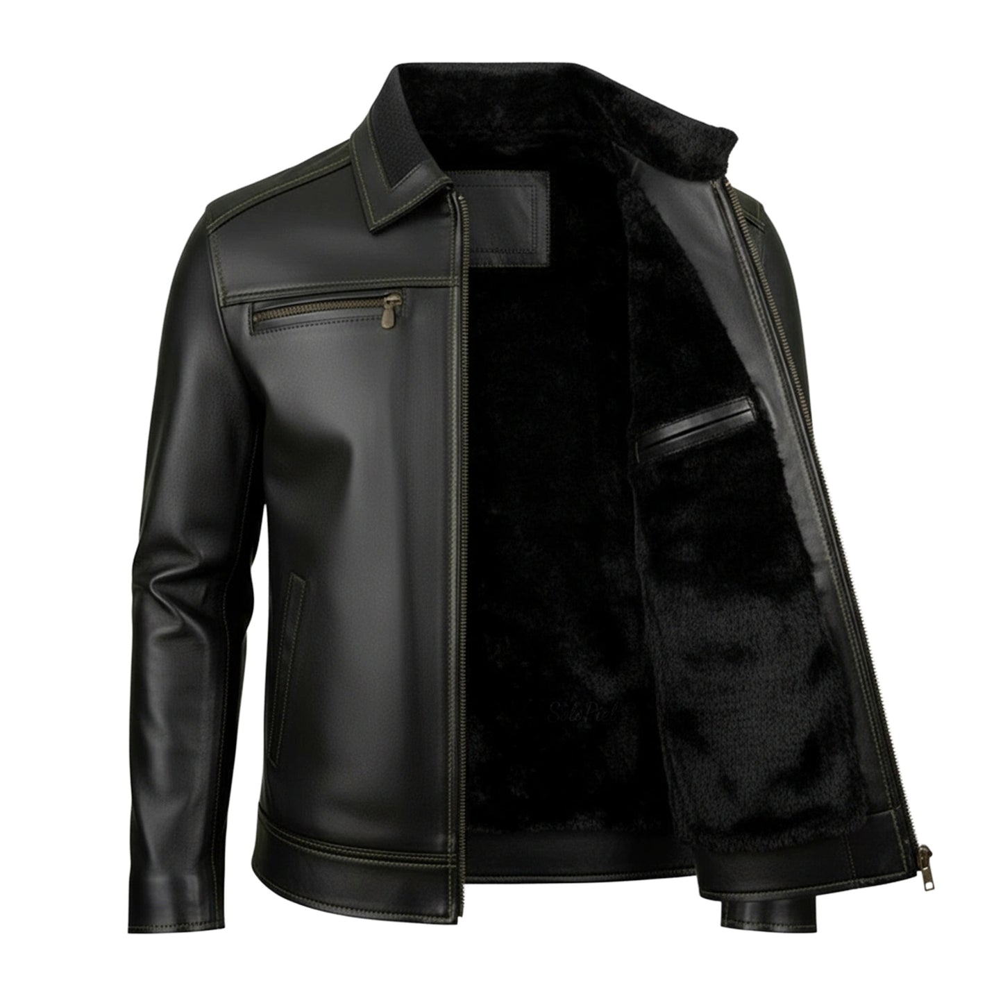 Chamarra de Piel Para Caballero con Forro de Borrega César