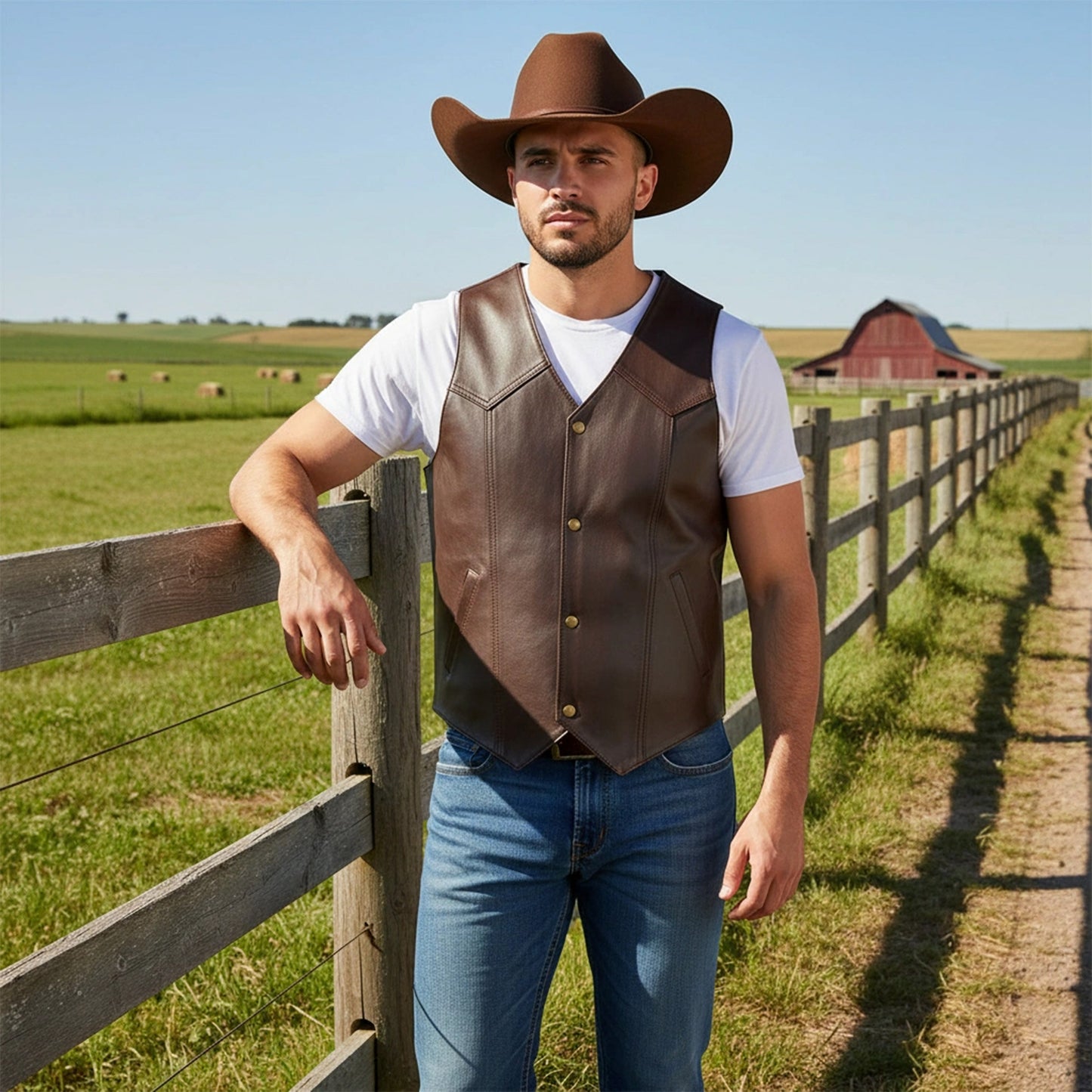 Chaleco de Piel de Borrego para Caballero Estilo Vaquero