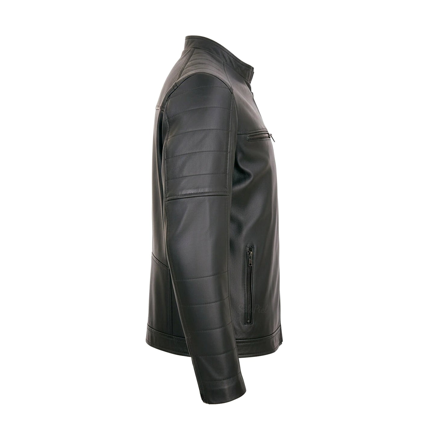 Chamarra de Piel de Borrego Para Caballero con Cuello Mao David