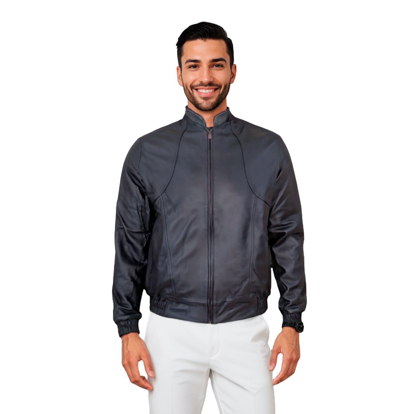 Chamarra de Piel de Borrego para Caballero Con Elástico Y Cuello Mao Deportiva