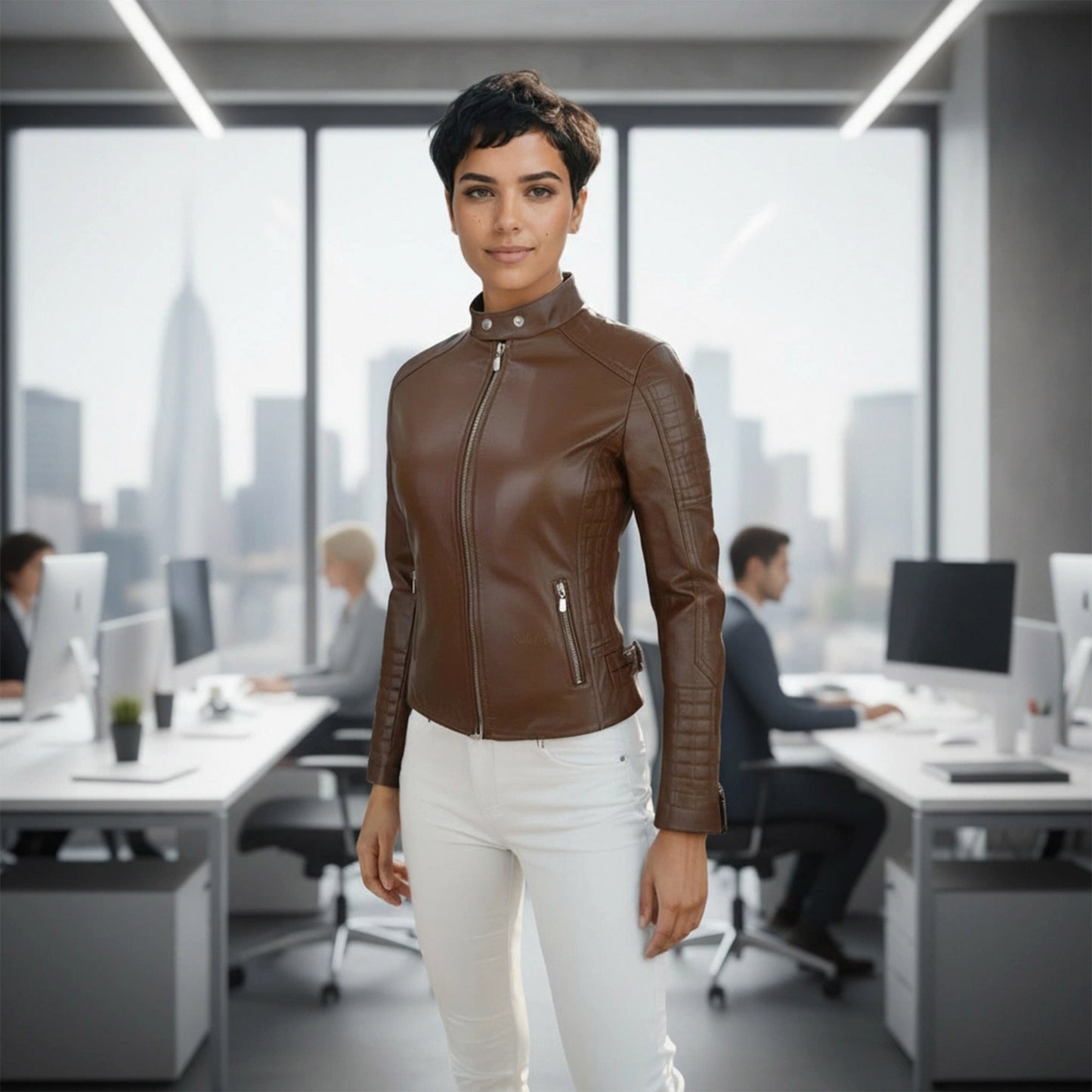 Chamarra de Piel de Borrego para Dama Corta Slim Diana