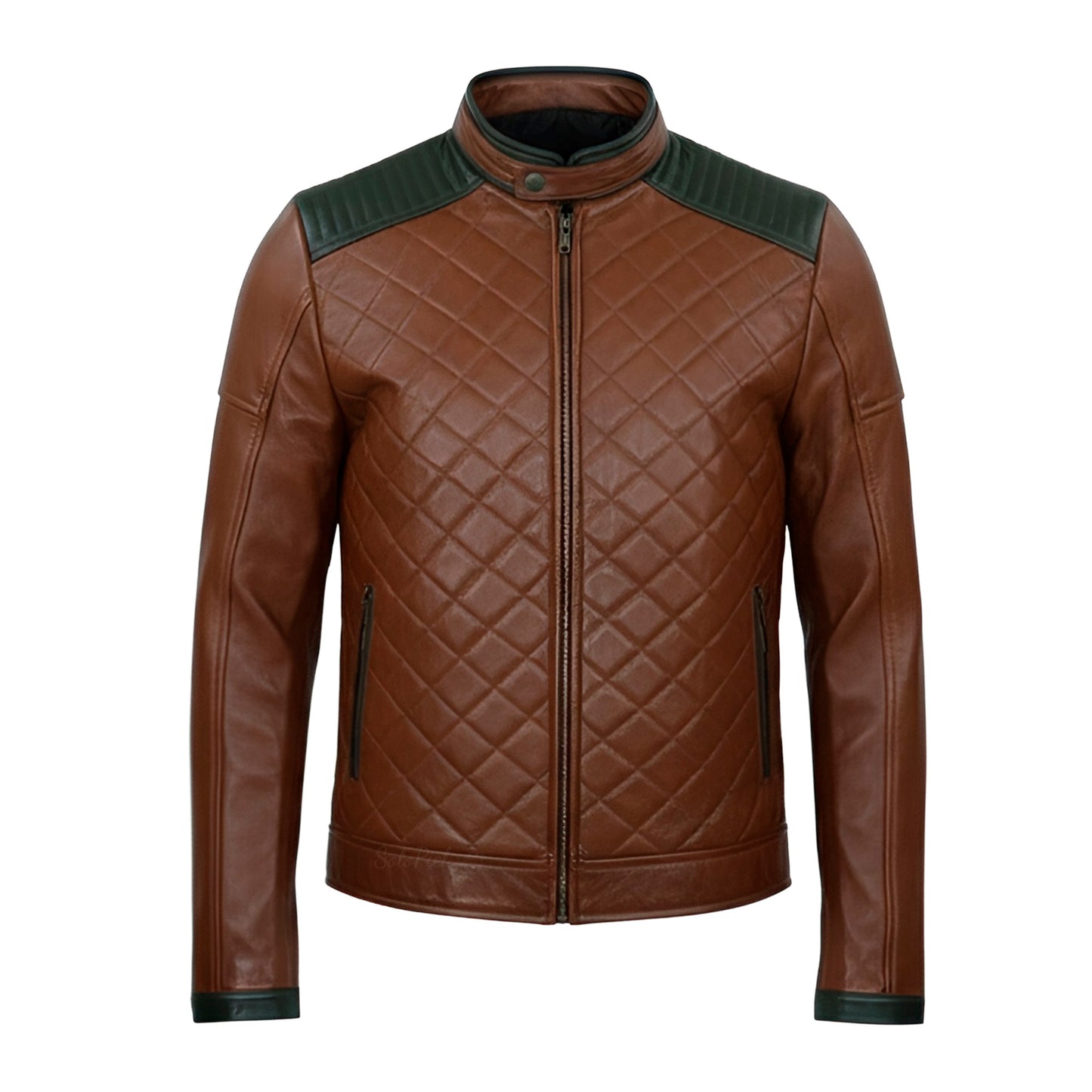 Chamarra de Piel de Borrego Capitonado Para Caballero Cuello Mao Diego