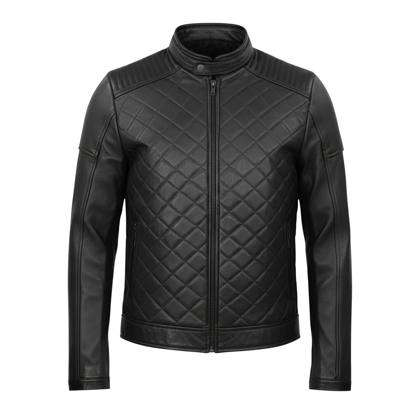 Chamarra de Piel de Borrego Capitonado Para Caballero Cuello Mao Diego