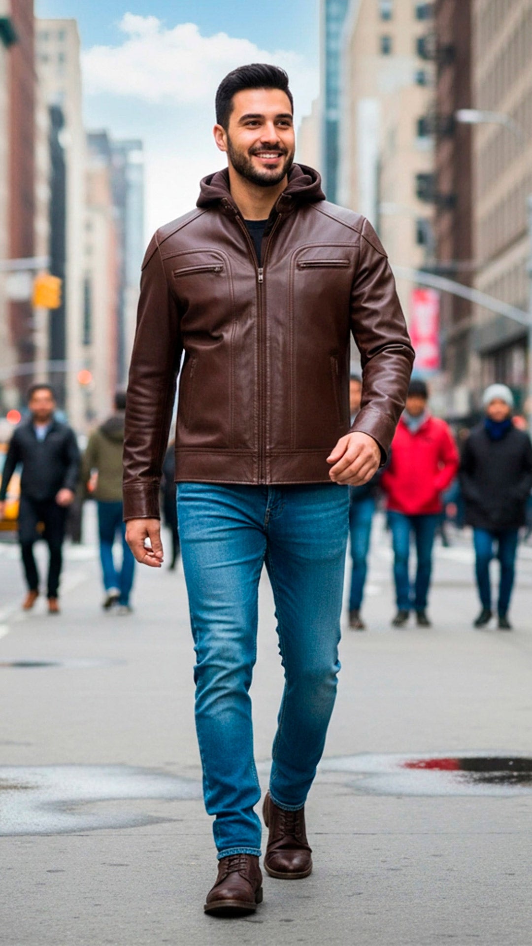 Chamarra de Piel de Borrego para Caballero Con Capucha Desmontable Eduardo Slim