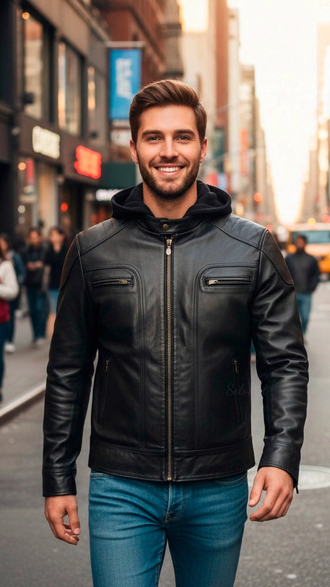 Chamarra de Piel de Borrego para Caballero Con Capucha Desmontable Eduardo Slim