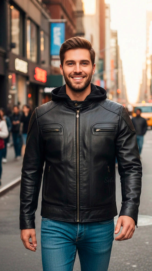 Chamarra de Piel de Borrego para Caballero Con Capucha Desmontable Eduardo Slim