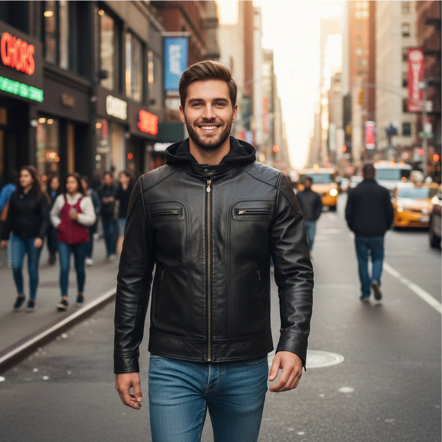 Chamarra de Piel de Borrego para Caballero Con Capucha Desmontable Eduardo Slim