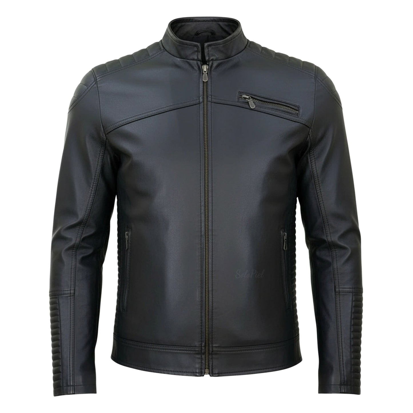 Chamarra de Piel de Borrego para Caballero Cuello Mao Slim Fit Eliut