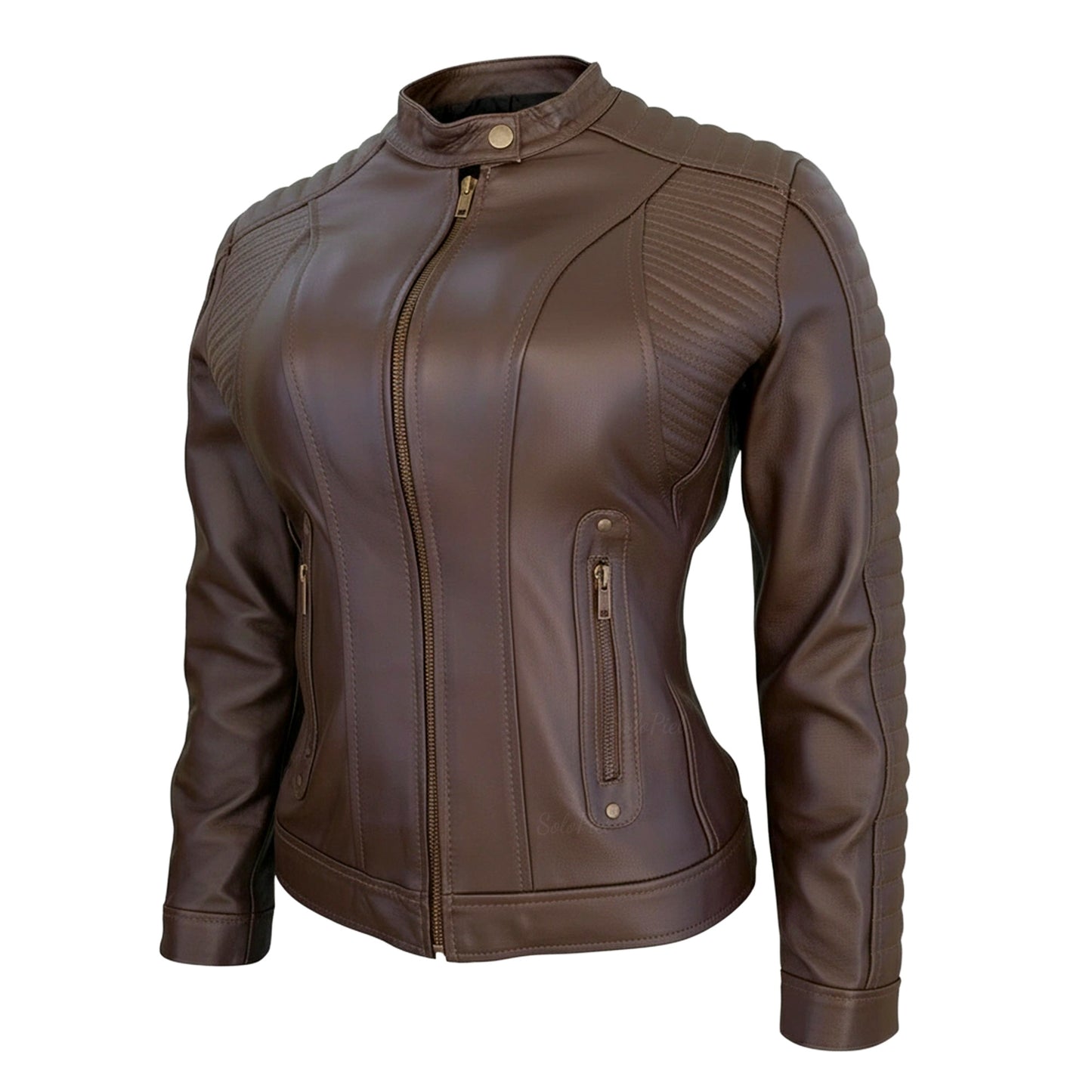 Chamarra  de Piel de Borrego Acabado Drapeado para Dama Frida Slim