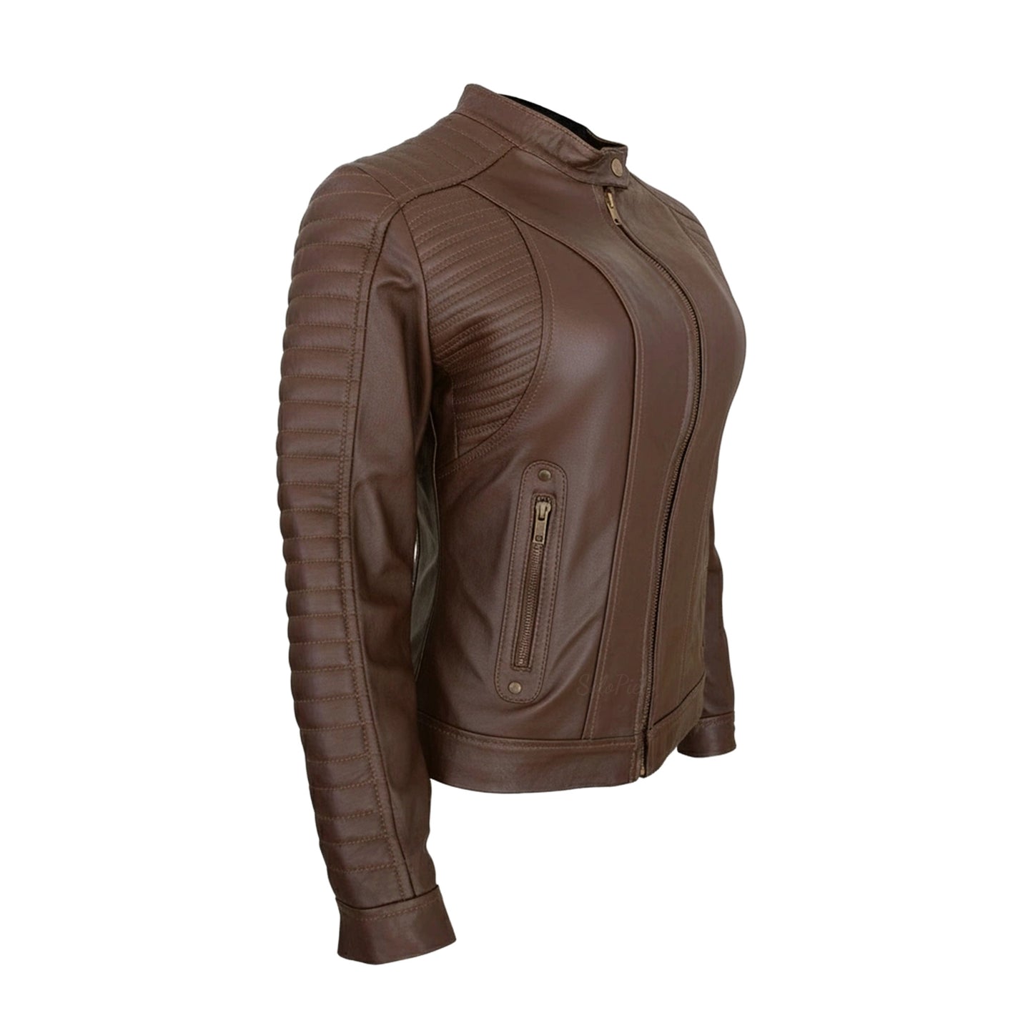 Chamarra  de Piel de Borrego Acabado Drapeado para Dama Frida Slim