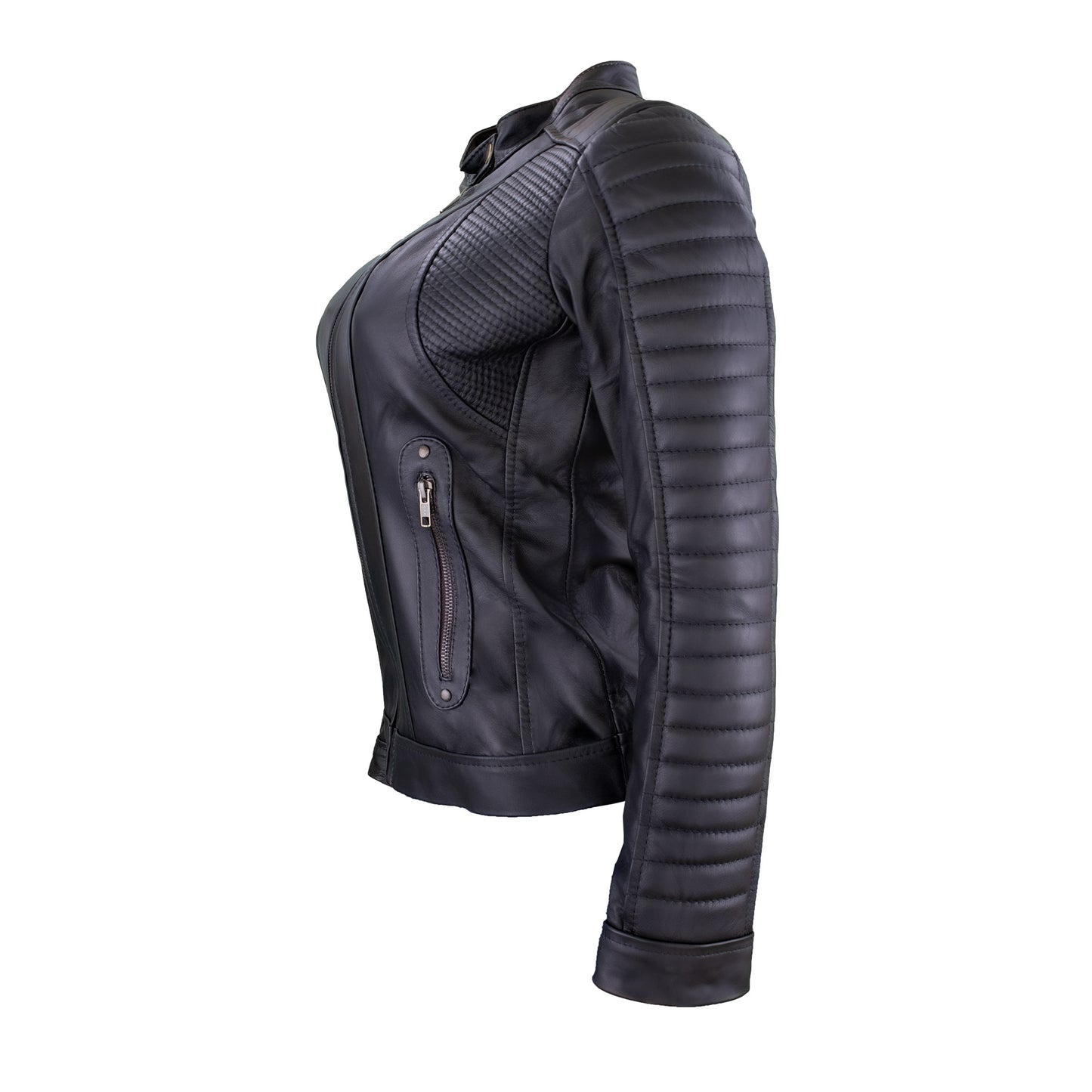 Chamarra  de Piel de Borrego Acabado Drapeado para Dama Frida Slim