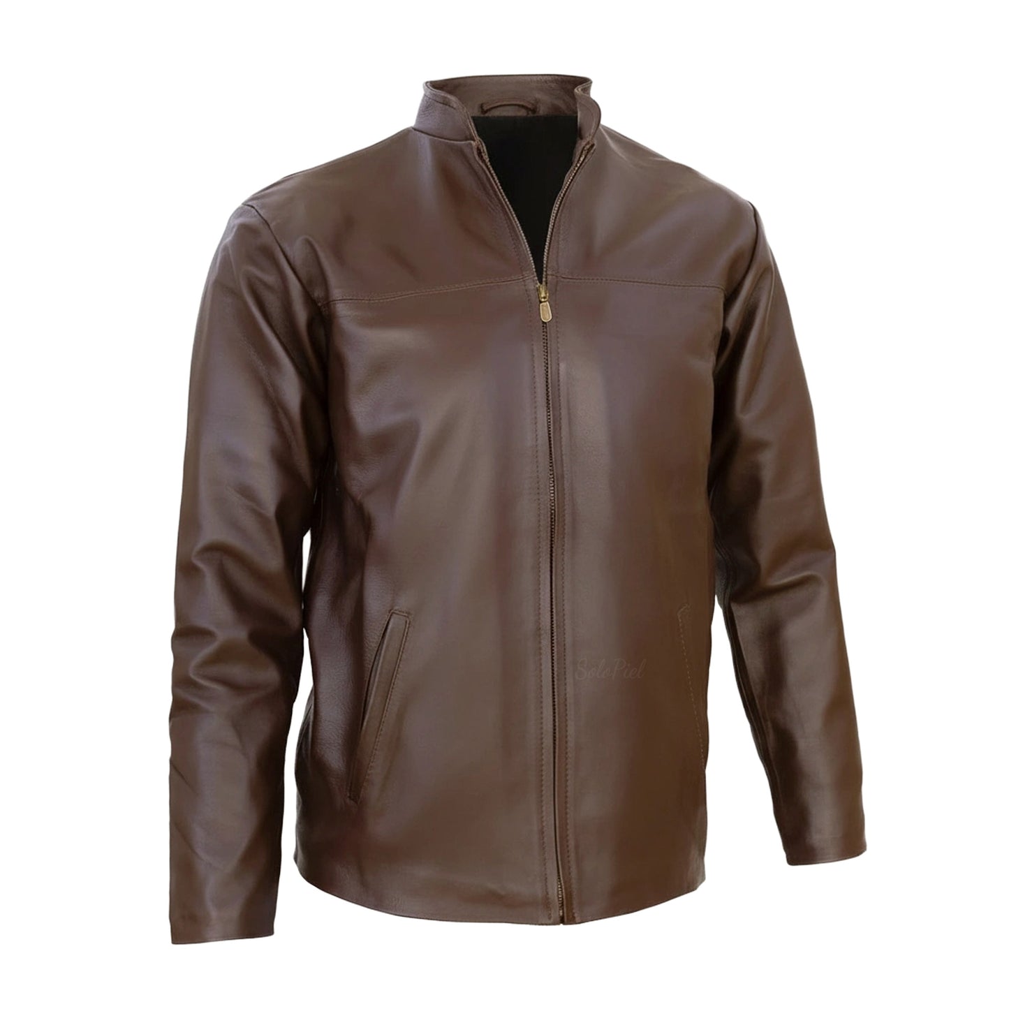 Chamarra de Piel de Borrego para Caballero Italiano Cuello Mao