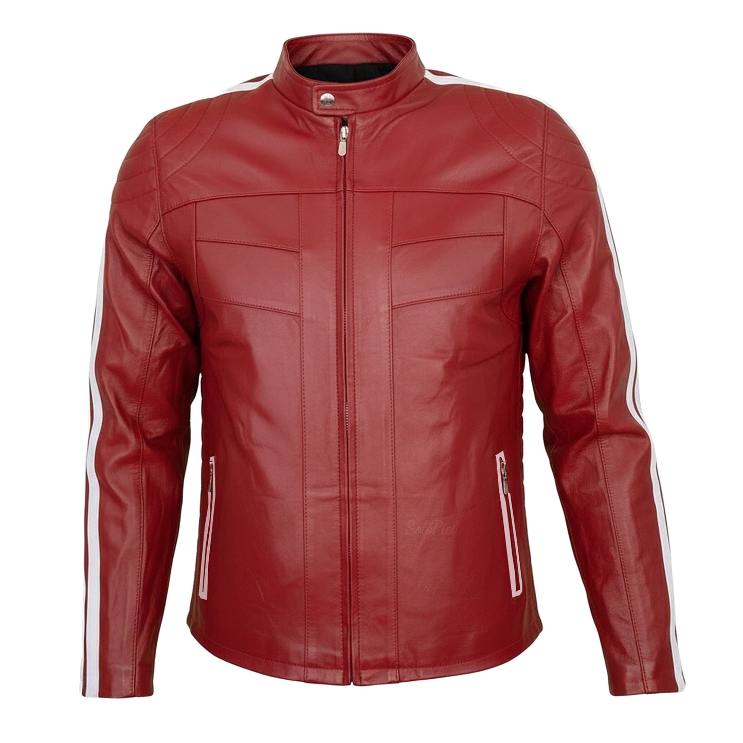 Chamarra de Piel de Borrego para Caballero Combinada Con Franjas Jasso